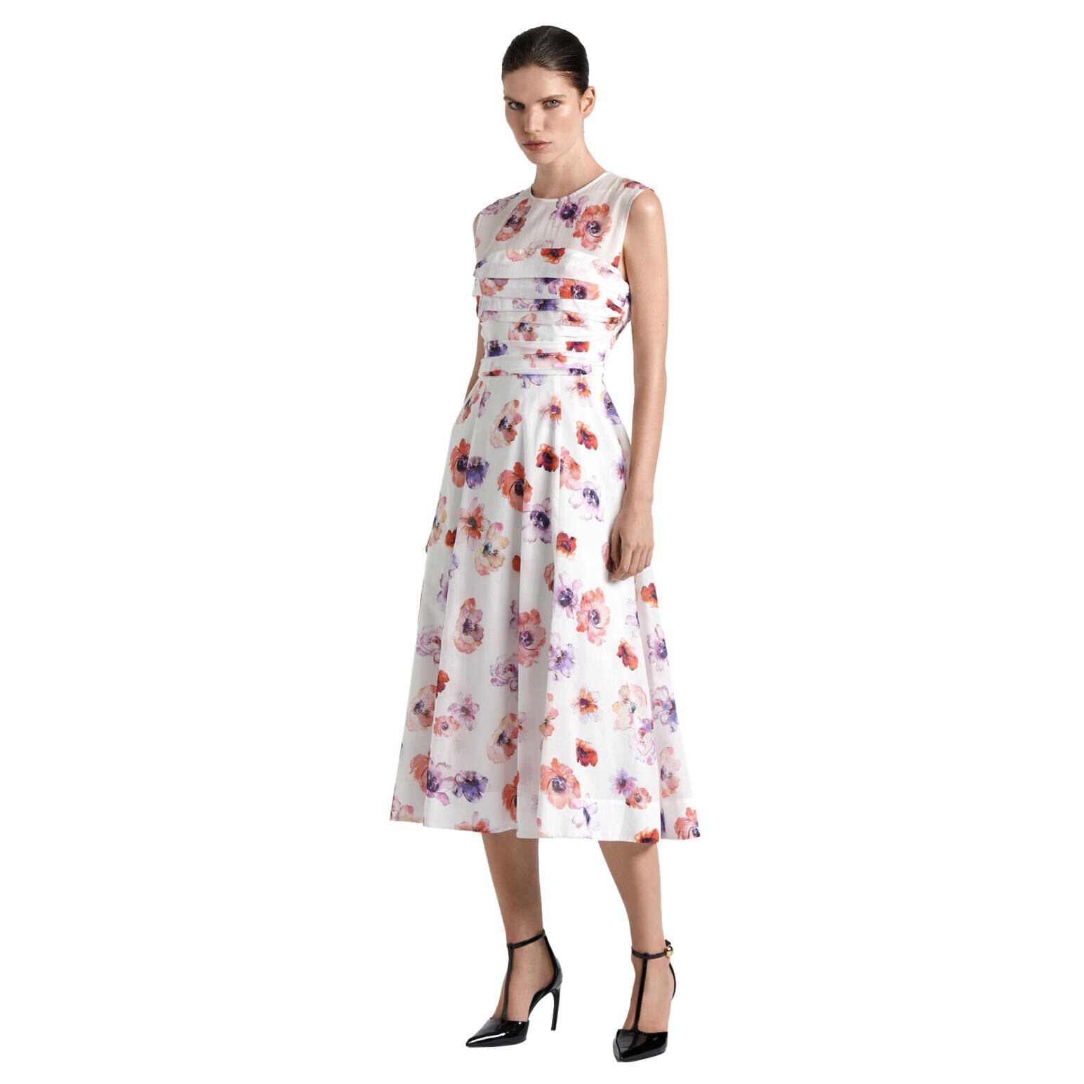 Cue Floral Posie Gathered Midi Dress Ballantynes Department Store
